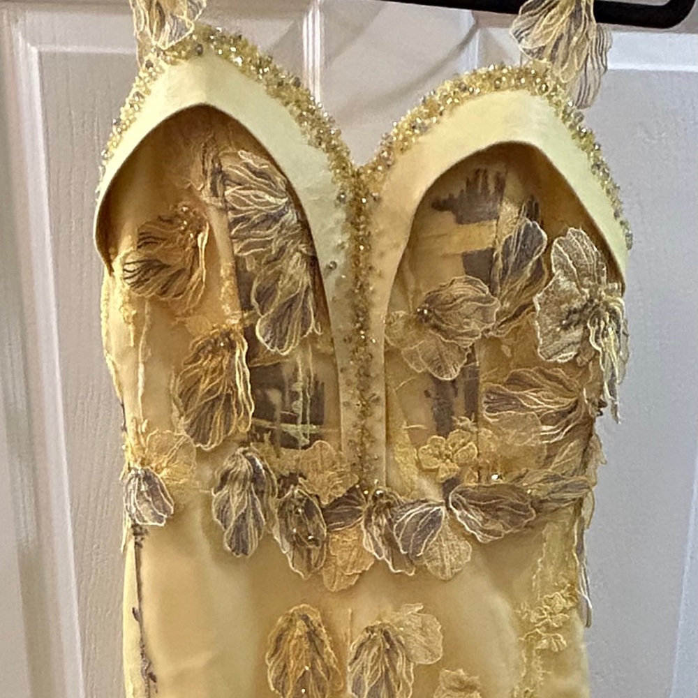 Yellow Floral Embroidered Dress